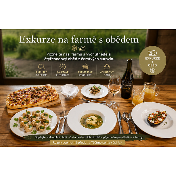 Oběd na farmě s exkurzí